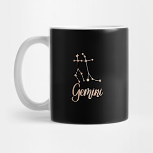 Gemini Zodiac Constellation in Rose Gold - Black Mug